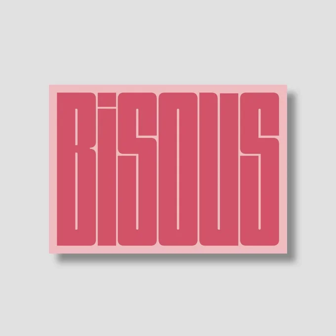 Carte "Bonne nouvelle" : Bisous rose (avec enveloppe)