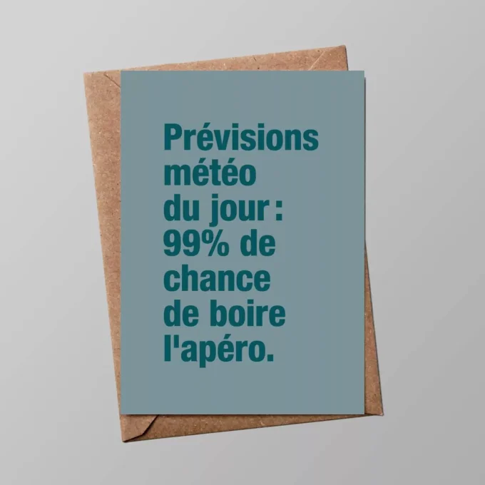 Carte "Anniversaire" : Prévisions meteo du jour: 99% de chance de boire l'apero (avec enveloppe)