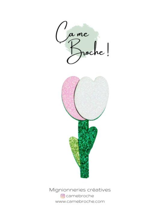 Broche Tulipe blanc & Rose