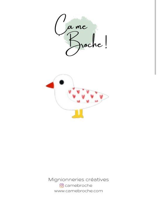 Broche Mouette coeurs