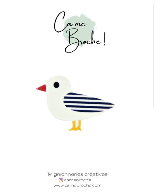 Broche Mouette marinière bleue