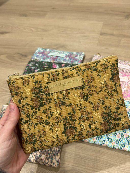 Pochette A5 coton matelassé Moutarde