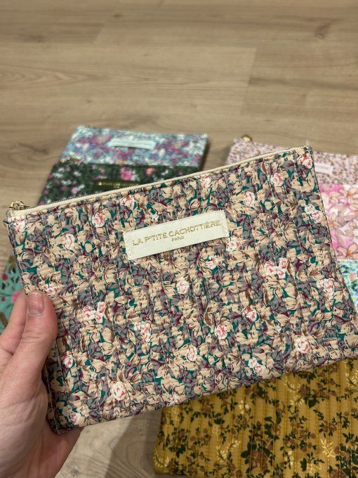 Pochette A5 coton matelassé Harmonie florale 
