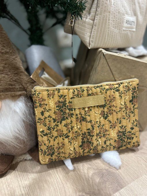 Pochette A5 coton matelassé Moutarde