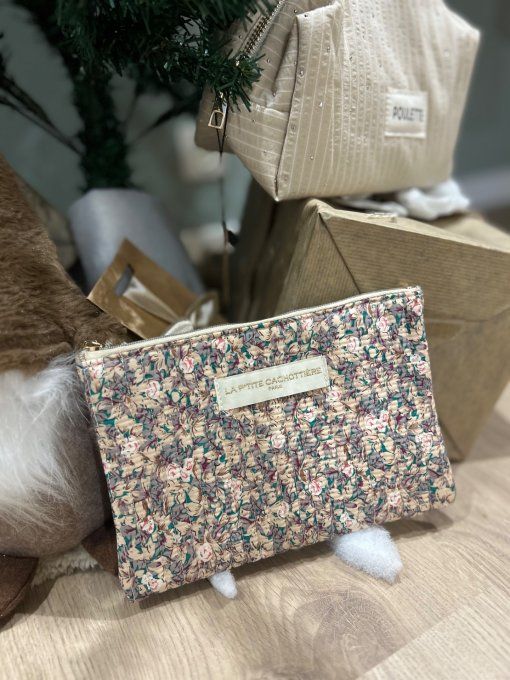 Pochette A5 coton matelassé Harmonie florale 