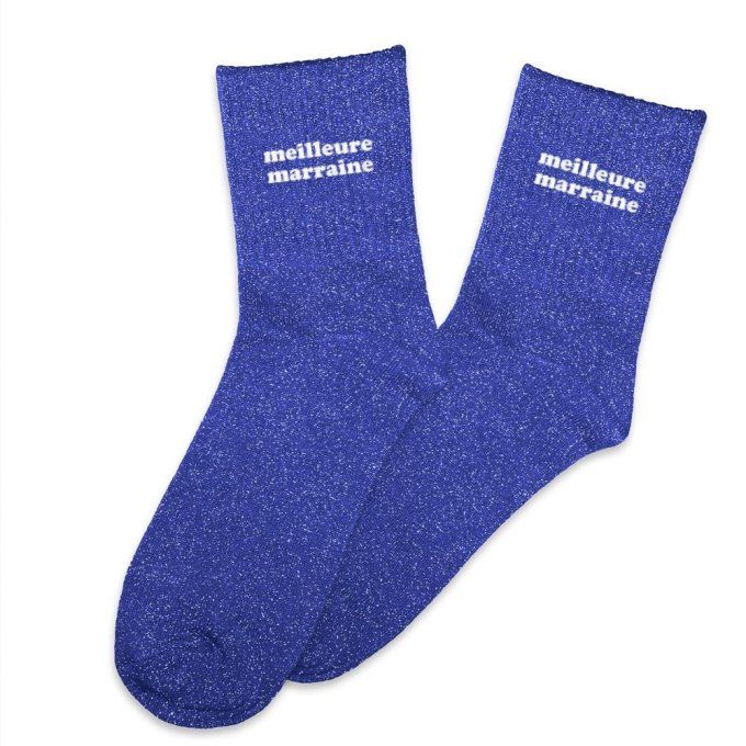 Chaussettes paillettes Meilleure marraine 