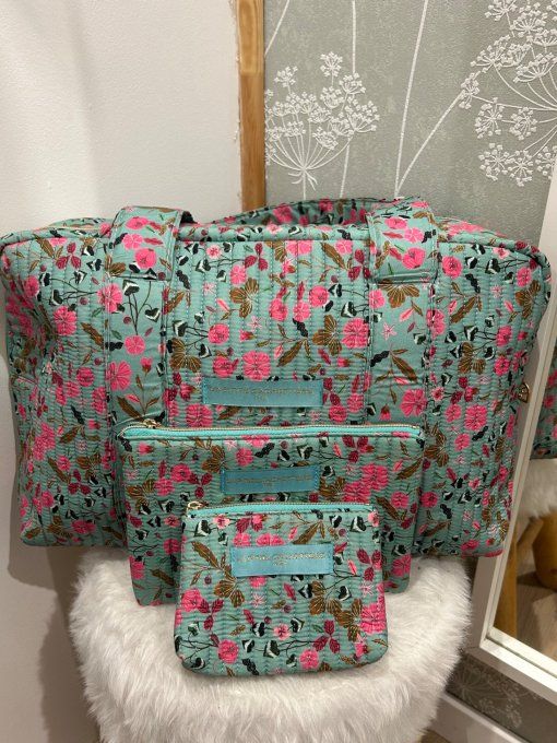 Sac week-end turquoise rose 
