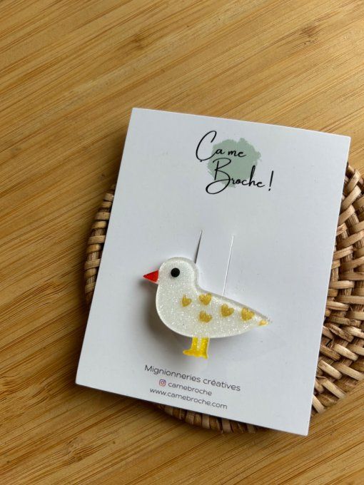 Broche Mouette cœur glitter 