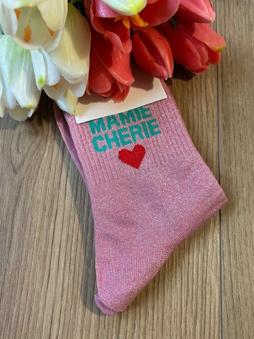 Chaussettes paillette Mamie Chérie Rose