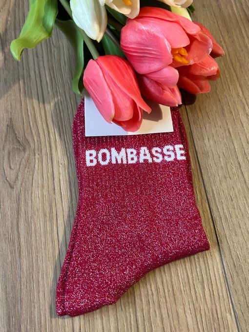 Chaussettes paillette Bombasse framboise