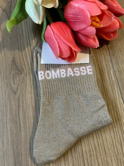 Chaussettes paillette Bombasse beige 