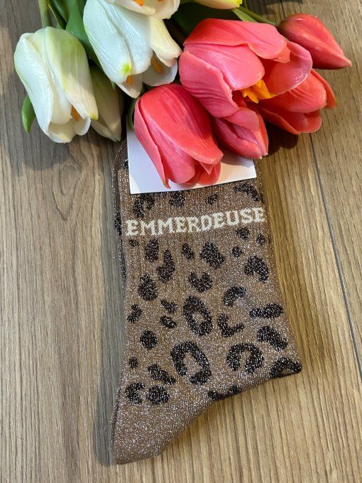 Chaussettes paillette léopard Emmerdeuse