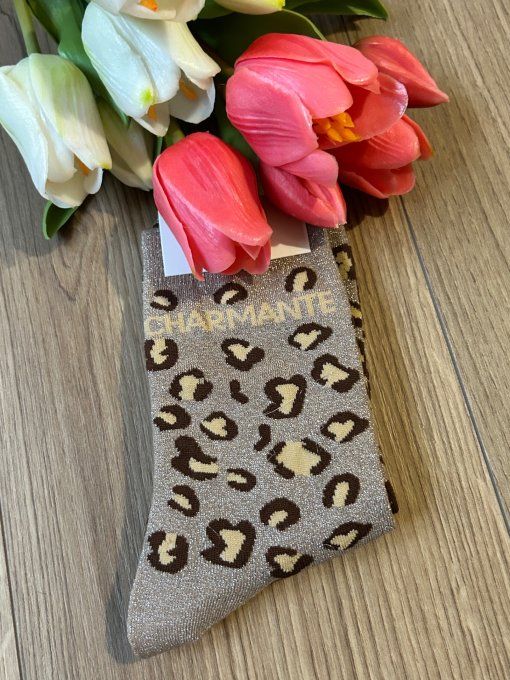 Chaussettes paillette léopard Charmante 