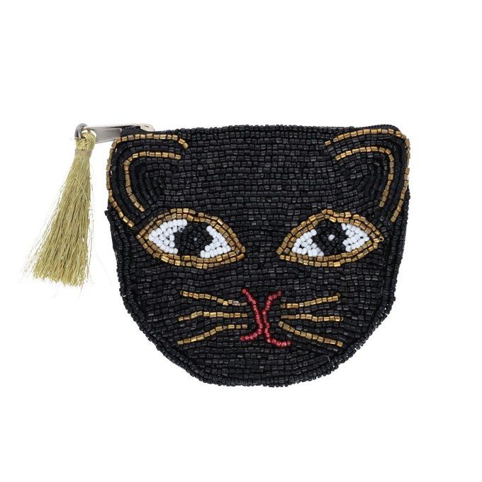 Porte monnaie perles Chat