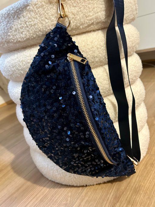 Sac banane Glitter bleu