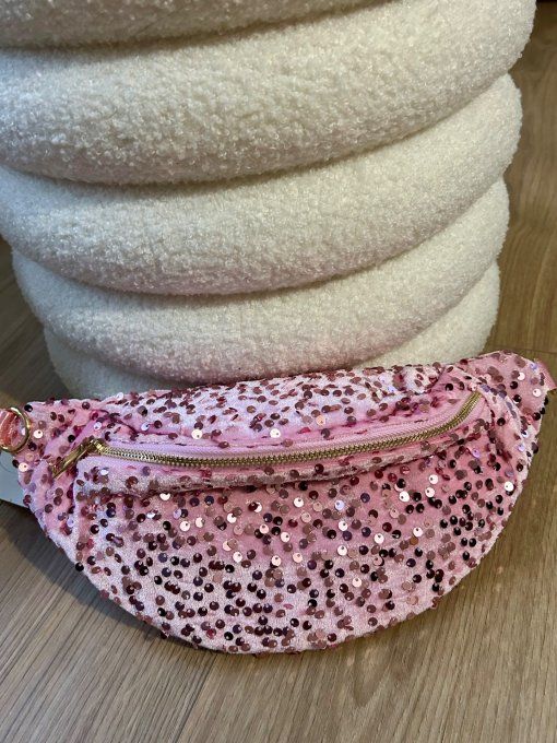 Sac banane Glitter rose