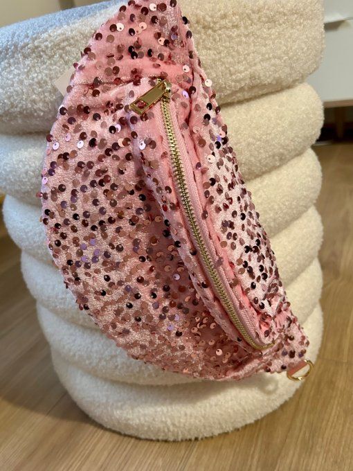 Sac banane Glitter rose