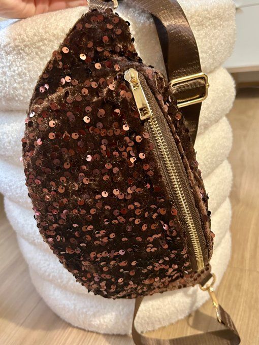 Sac banane Glitter marron