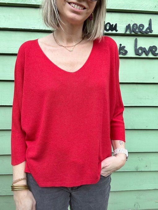 Pull fin CALI rouge