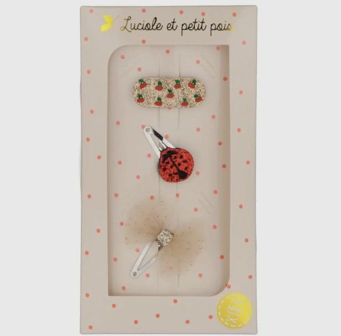 Coffret cadeau - 3 mini clips - Coccinelle