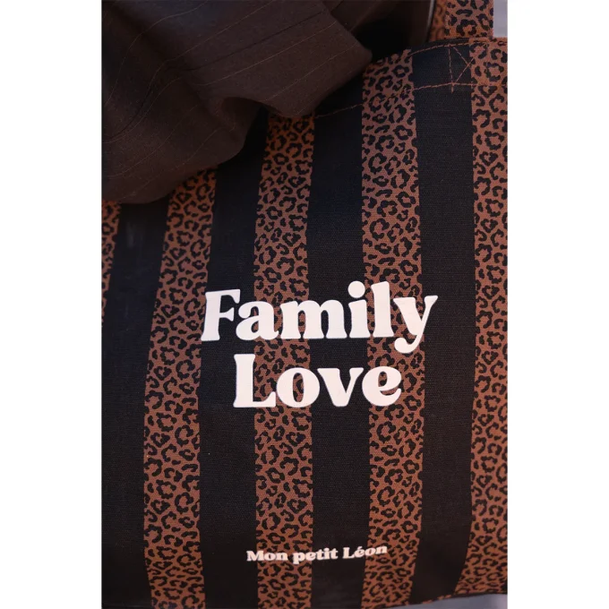 Cabas XXL - Léopard noir rayures - Family love 