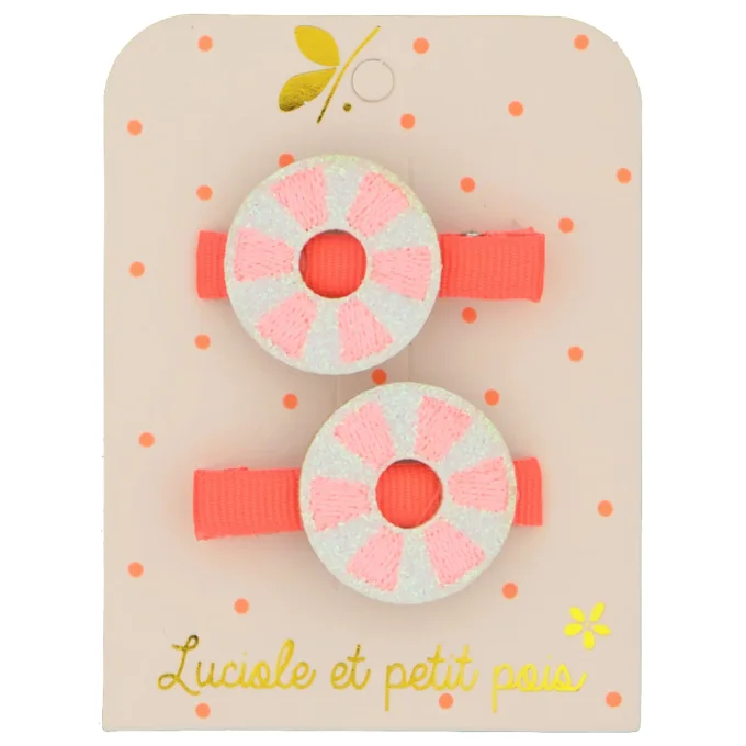 Barrettes bouées rose fluo