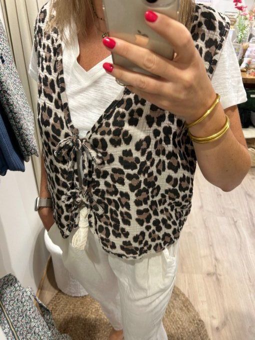 Gilet sans manches léopard 