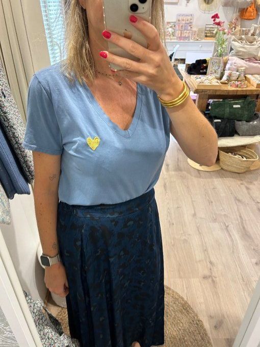 T-shirt bleu cœur 