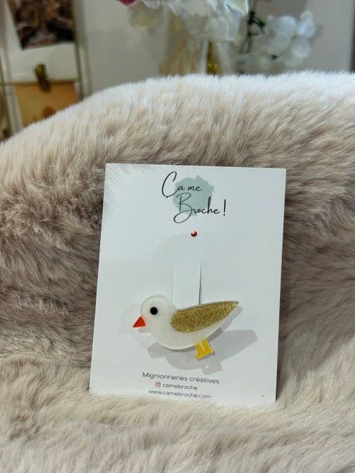 Broche Mouette Glitter doré