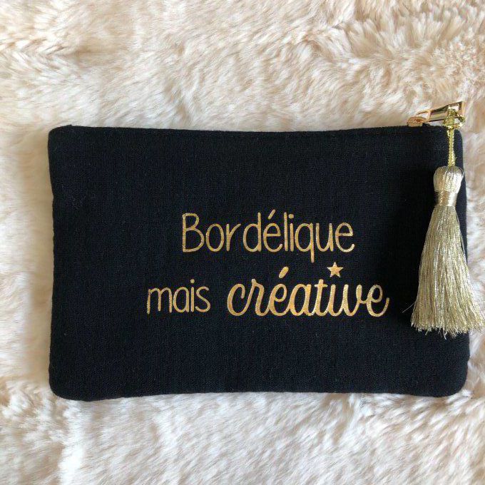 Pochette en gaze de coton "Bordélique mais créative"
