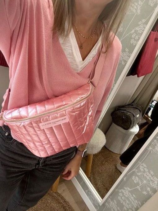 Sac banane doudoune rose